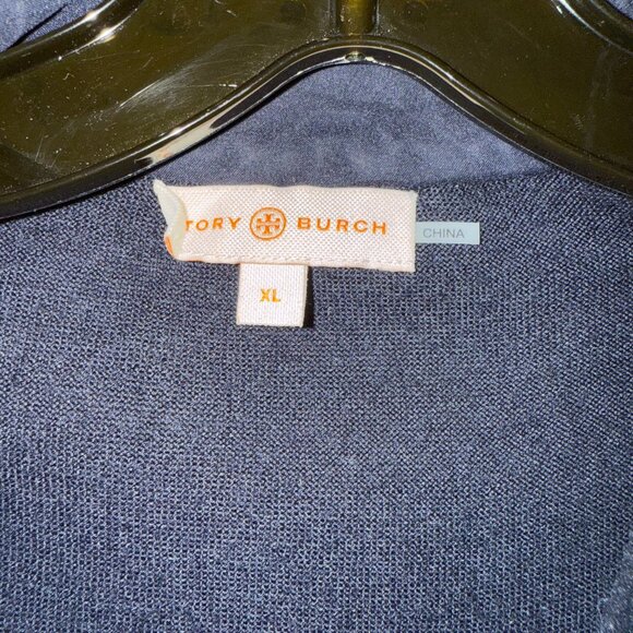 Tory Burch Cardigan Sweater Jacket in Tory Navy/Conifer Green, XL - Picture 3 of 4